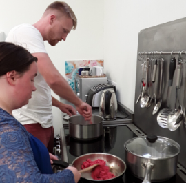 Alex cooking